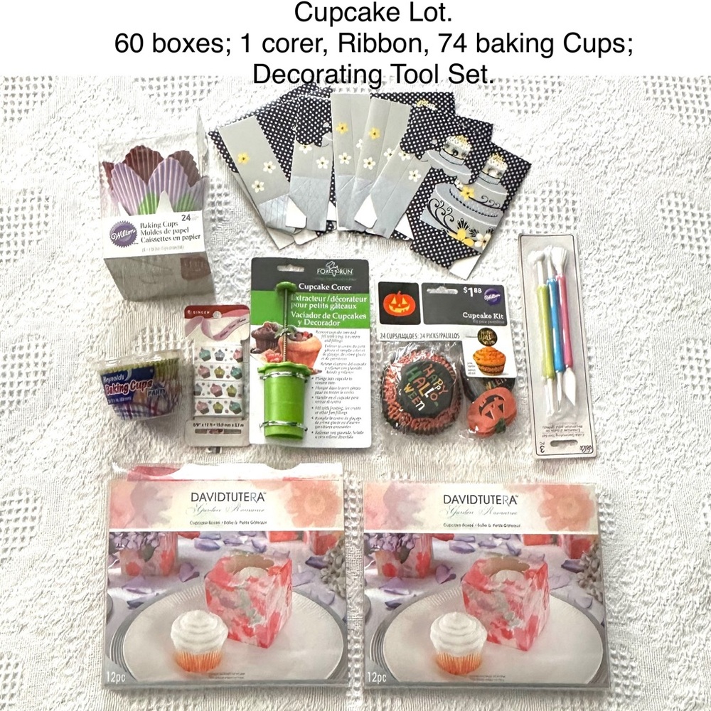 🧁 Cupcake Muffin Baking Bundle Lot Box Corer Cake Tool Set Ribbon 🍰